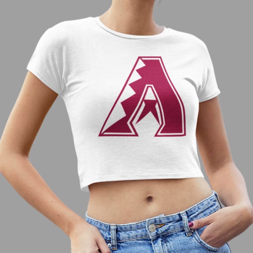 NEW Arizona Diamondbacks A Team Color Pop Form Fit Crop Top Shirt WHITE